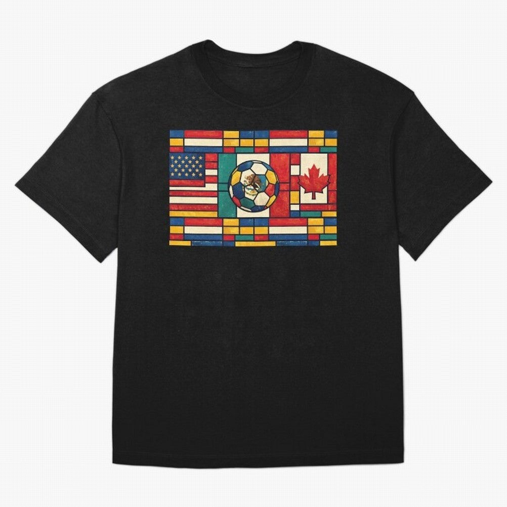 Elegant World Cup Stadiums Geometrical | Soccer Flags Mexico Canada USA Oversized T-Shirt Follow FIFA World Cup 2026 USA Canada Mexico Featuring Messi and Cristiano Ronaldo, Argentina Energy, Football Passion, Legendary Performances, Festival Vibes