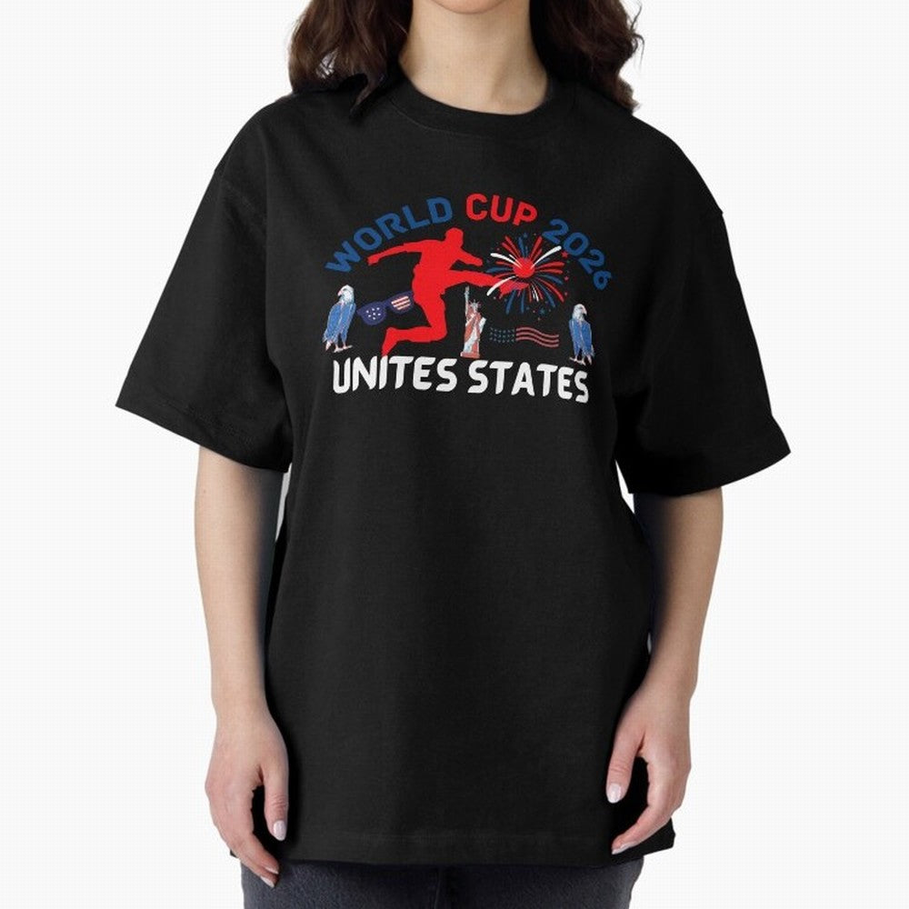 World cup 2026 unisex T-shirt World cup soccer North America 2026 Soccer World cup 26 USA Oversized T-Shirt Honor FIFA World Cup 2026 Group Stage for Fans of CR7 and Spain and Netherlands, Bringing Goal Celebration Energy, Supporter Heritage,
