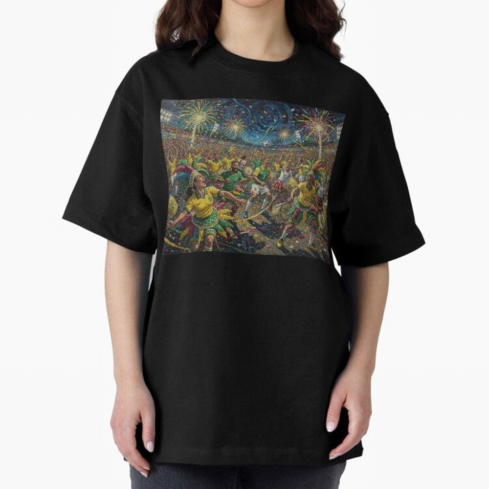 Celebration at Brazilian Football Match World Cup 2026 Vibes Oversized T-Shirt Fuel Your Fan Pride for FIFA World Cup 2026 Made for CR7, England and Germany Energy, Sports Nostalgia, International Competition, Famous Players and Unforgettable