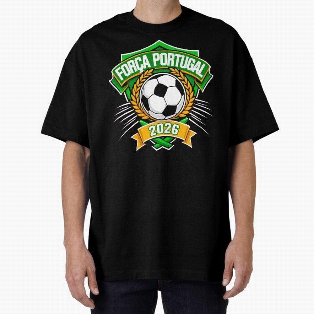 Portugal Fan Art for World Cup 2026 Oversized T-Shirt Turn Football Passion into Global Football Passion for FIFA World Cup 2026, Celebrating Messi, Neymar and Mbappe, Netherlands, Football Festival Excitement, Trophy Ambitions, Country Rivalries