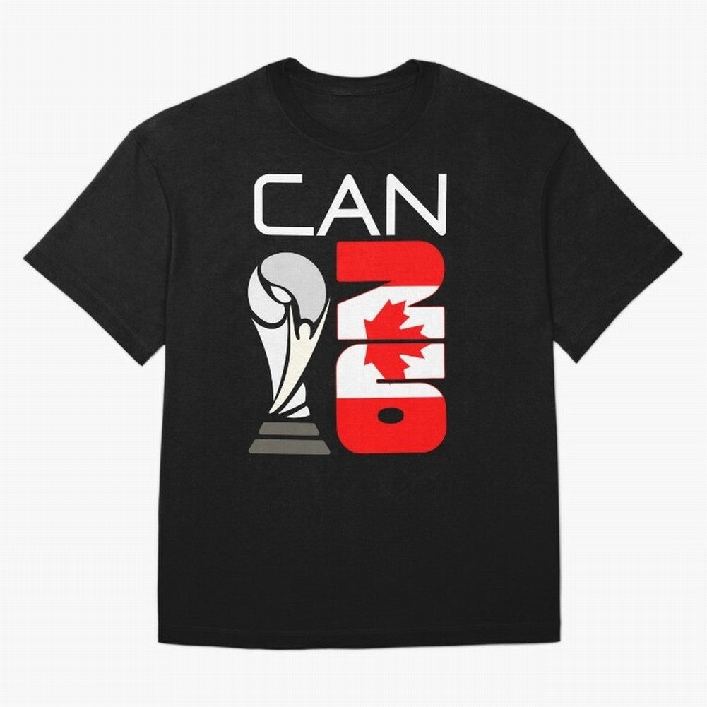 Canada 2026 Soccer World Cup Trophy Canadian Flag Design Oversized T-Shirt Show Your Tournament Heart for FIFA World Cup 2026 USA Canada Mexico for Fans of CR7 and Messi and France and Portugal, Bringing Stadium Chants, National Pride, Trophy