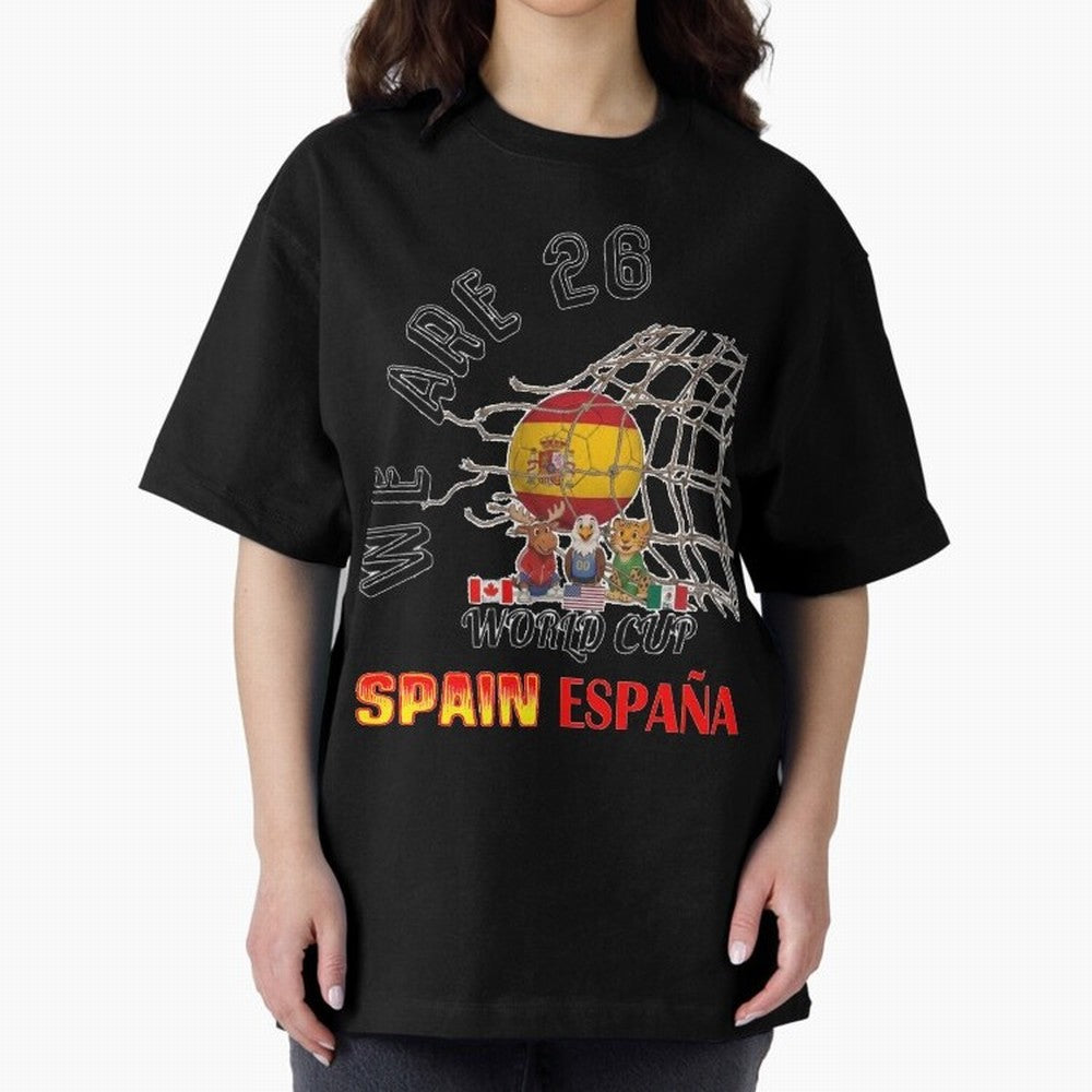 World cup 26 - Spain Oversized T-Shirt Feel the Roar of Match Day Hype around FIFA World Cup 2026 Group Stage, CR7, England and Germany, Goal Celebration Energy, Supporter Heritage, Football Icons and Worldwide Tournament Joy; Ideal for Fans Who