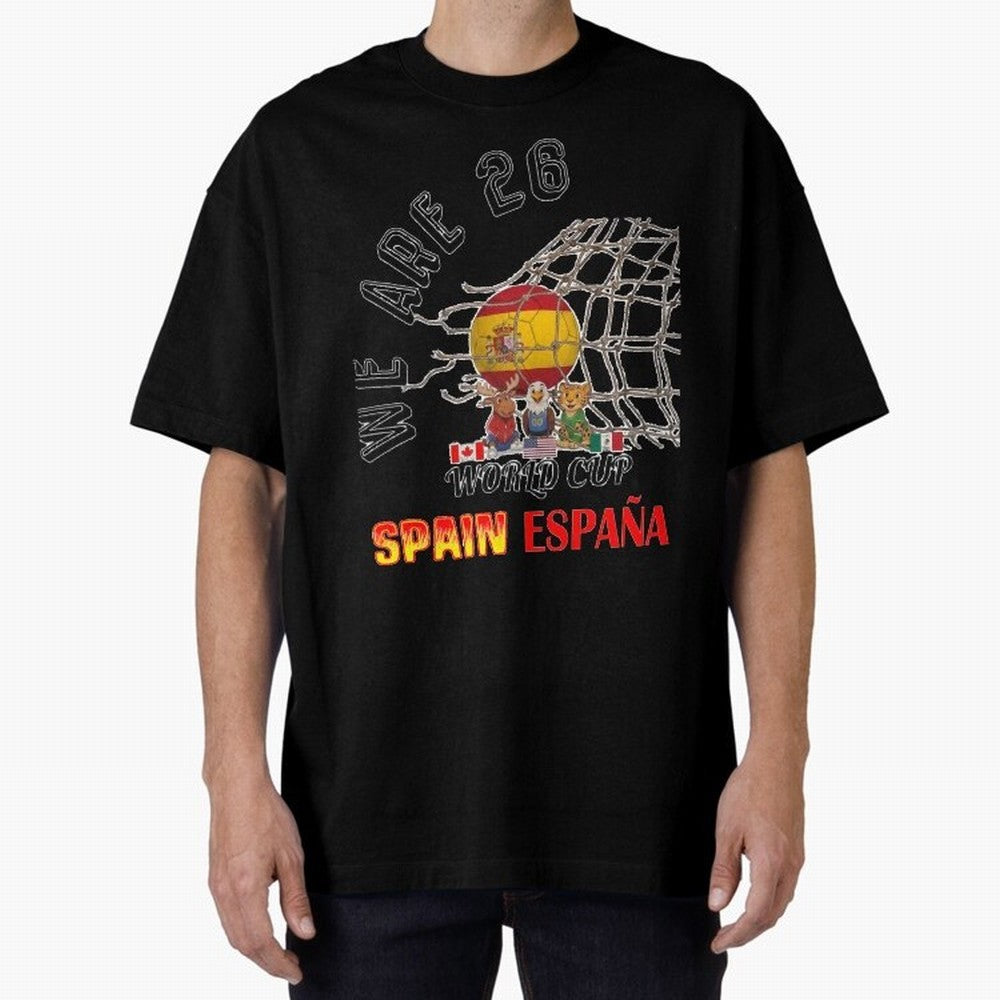 World cup 26 - Spain Oversized T-Shirt Feel the Roar of Match Day Hype around FIFA World Cup 2026 Group Stage, CR7, England and Germany, Goal Celebration Energy, Supporter Heritage, Football Icons and Worldwide Tournament Joy; Ideal for Fans Who