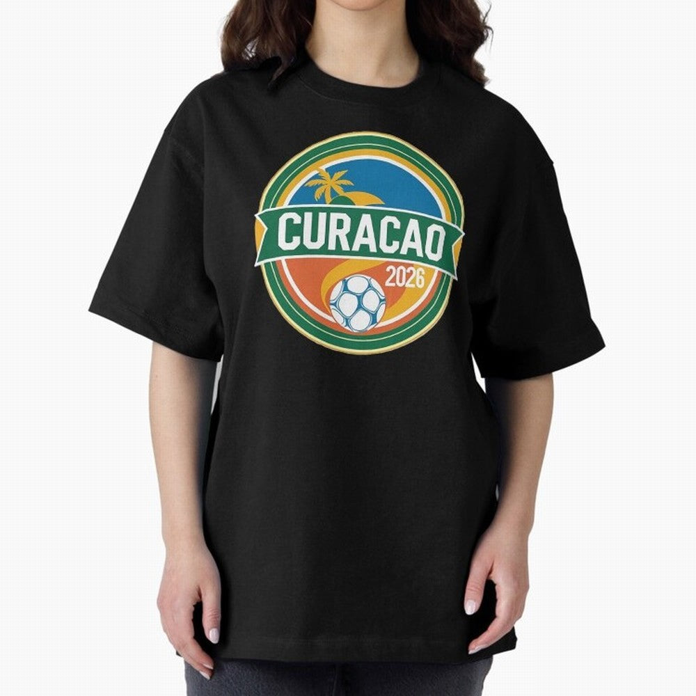 Curacao WC 2026 Oversized T-Shirt Bring a Vintage Feel to FIFA World Cup 2026 USA Canada Mexico Made for Messi, England Energy, Football History, Final Match Energy, Crowd Noise and Once in a Lifetime Moments; Ideal for Fans Who Follow Messi,