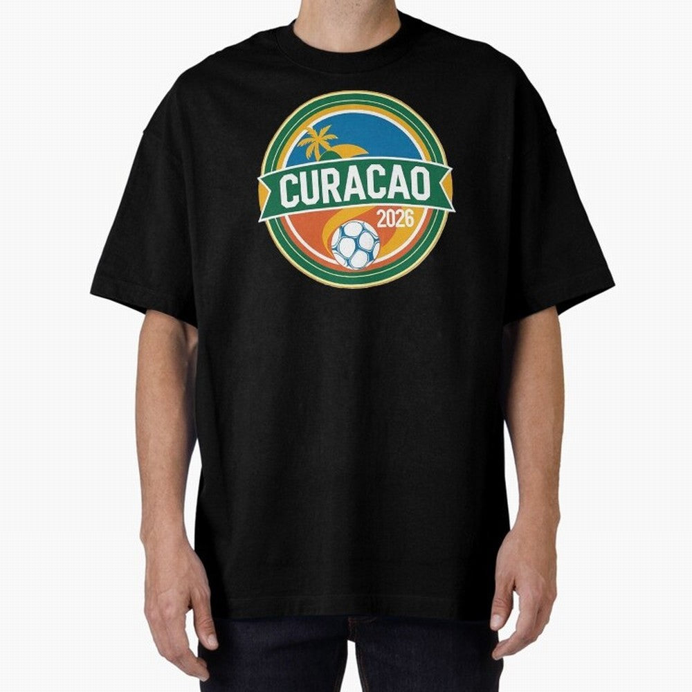 Curacao WC 2026 Oversized T-Shirt Bring a Vintage Feel to FIFA World Cup 2026 USA Canada Mexico Made for Messi, England Energy, Football History, Final Match Energy, Crowd Noise and Once in a Lifetime Moments; Ideal for Fans Who Follow Messi,