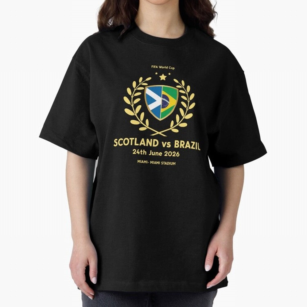 FIFA World Cup - Scotland v Brazil Oversized T-Shirt Back the Journey through FIFA World Cup 2026 Group Stage for Fans of Neymar, Haaland and Cristiano Ronaldo and Argentina and Brazil, Bringing Football Festival Excitement, Trophy Ambitions,