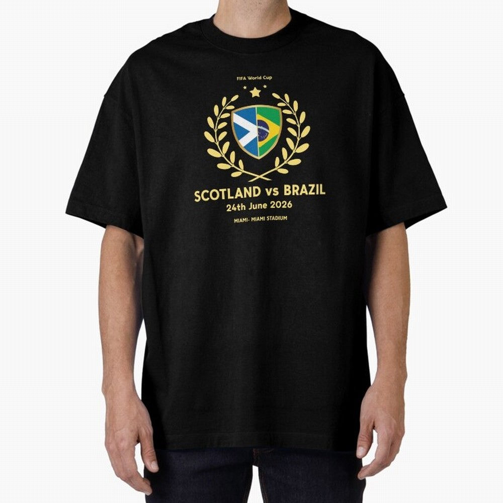 FIFA World Cup - Scotland v Brazil Oversized T-Shirt Back the Journey through FIFA World Cup 2026 Group Stage for Fans of Neymar, Haaland and Cristiano Ronaldo and Argentina and Brazil, Bringing Football Festival Excitement, Trophy Ambitions,