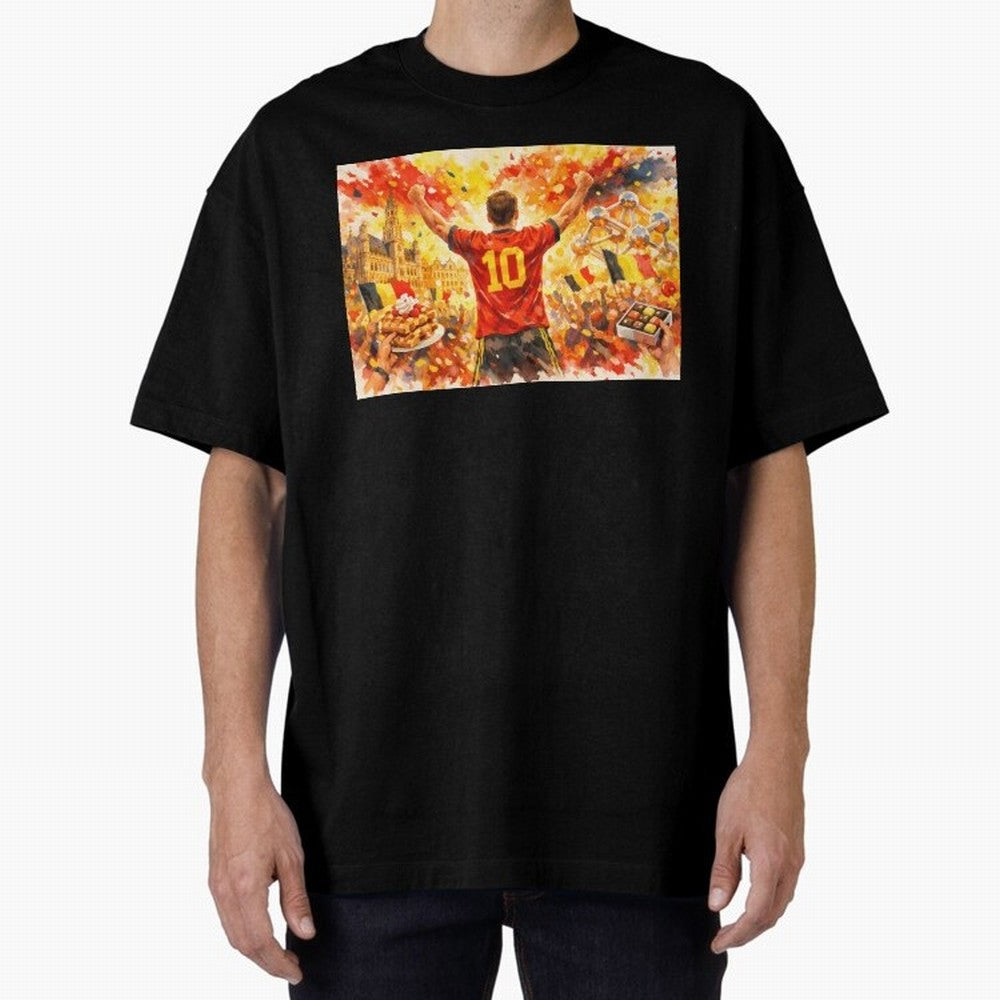 Belgian Celebration with Atomium Belgium Soccer Vibes Oversized T-Shirt Live for the Drama of FIFA World Cup 2026 Group Stage Spirit, Inspired by France and Portugal, Messi, Neymar and Mbappe, Soccer Culture, Superstar Moments, National Team Dreams