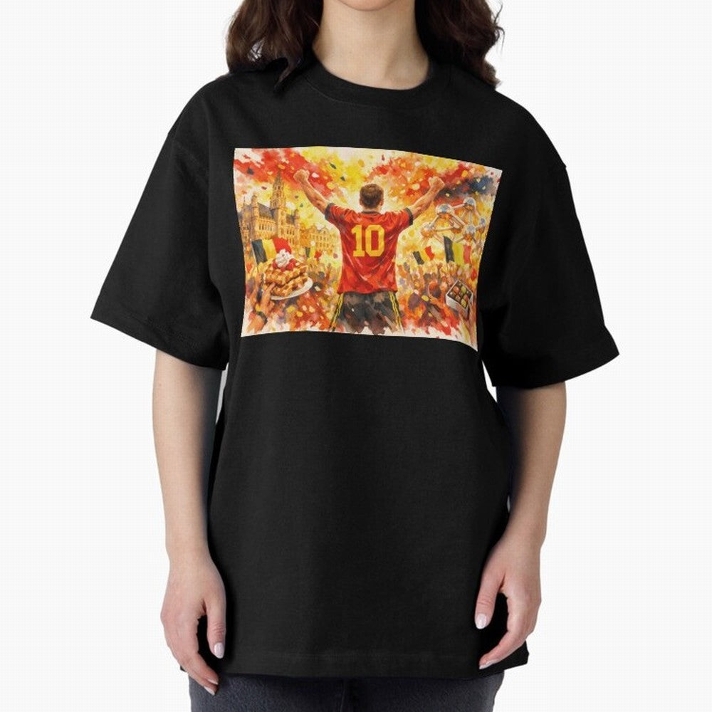Belgian Celebration with Atomium Belgium Soccer Vibes Oversized T-Shirt Live for the Drama of FIFA World Cup 2026 Group Stage Spirit, Inspired by France and Portugal, Messi, Neymar and Mbappe, Soccer Culture, Superstar Moments, National Team Dreams