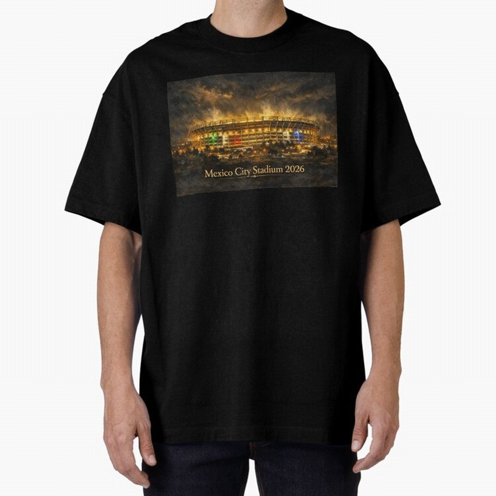 Mexico City Stadium at Night Oversized T-Shirt Celebrate Global Passion for Match Day Hype around FIFA World Cup 2026 Group Stage, Neymar, England and Germany, Football Passion, Legendary Performances, Festival Vibes and Supporter Community; Made