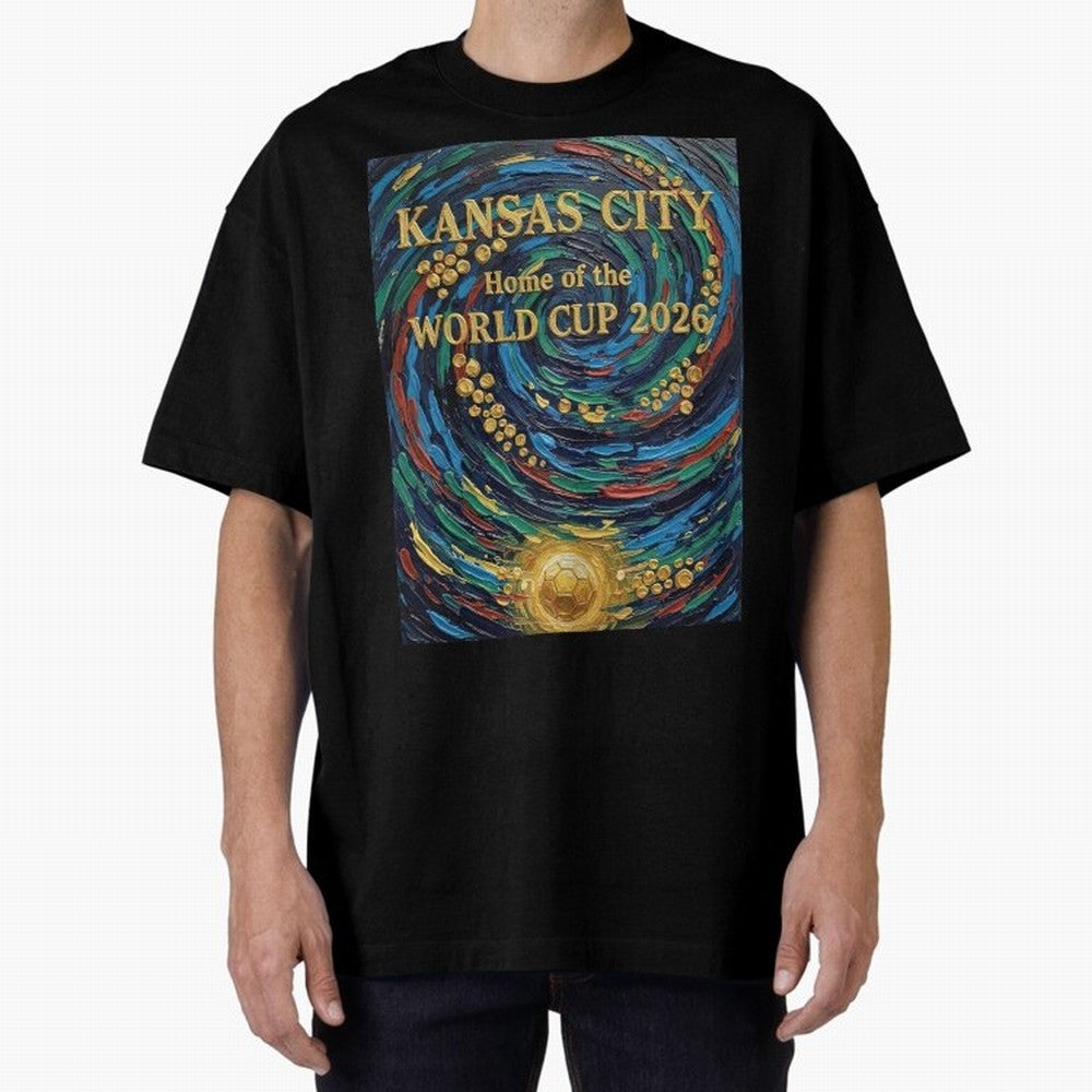 Kansas City Home of the World Cup 2026 Soccer Fan ¡ª Moody Jewel Art Print Oversized T-Shirt Feel the Trophy Chase of the FIFA World Cup 2026 Group Stage Journey through Messi, Neymar and Mbappe Highlights, France and Portugal Pride, Worldwide Fan