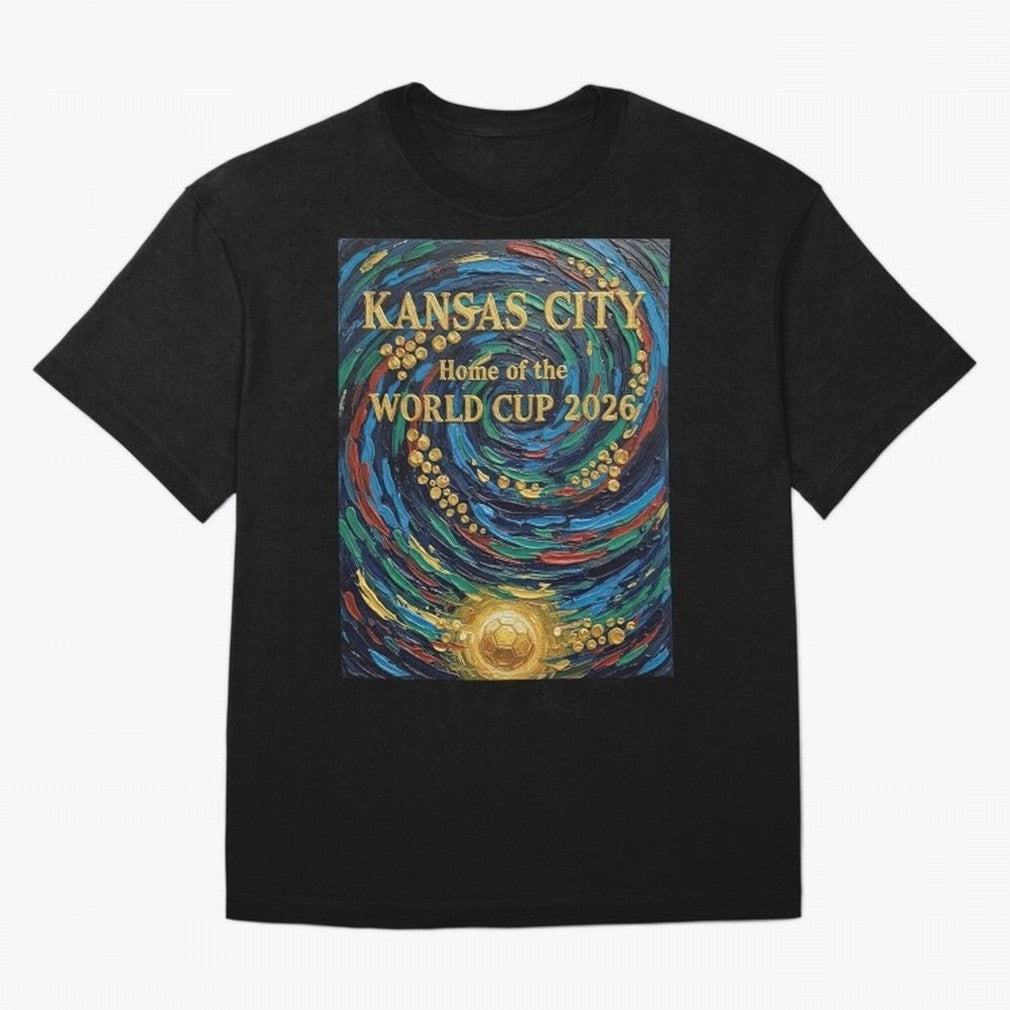 Kansas City Home of the World Cup 2026 Soccer Fan ¡ª Moody Jewel Art Print Oversized T-Shirt Feel the Trophy Chase of the FIFA World Cup 2026 Group Stage Journey through Messi, Neymar and Mbappe Highlights, France and Portugal Pride, Worldwide Fan