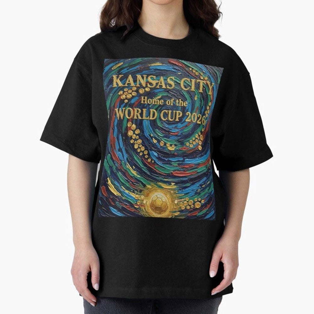 Kansas City Home of the World Cup 2026 Soccer Fan ¡ª Moody Jewel Art Print Oversized T-Shirt Feel the Trophy Chase of the FIFA World Cup 2026 Group Stage Journey through Messi, Neymar and Mbappe Highlights, France and Portugal Pride, Worldwide Fan