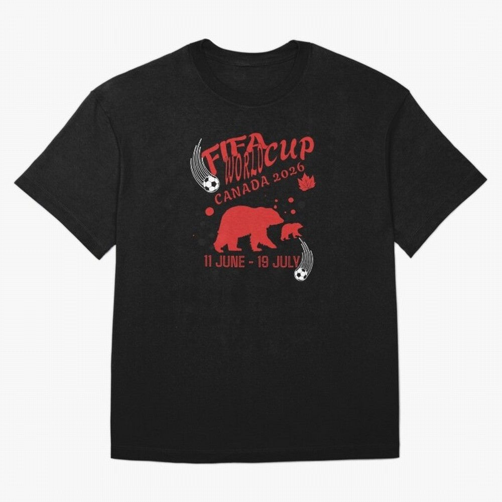 FIFA World Cup Canada 2026 Bear Maple Leaf - Football Canadian Design Oversized T-Shirt Bring International Match Energy to FIFA World Cup 2026 for Fans of CR7 and Argentina, Bringing Vintage Soccer Flavor, Modern Football Stars, National Flags and