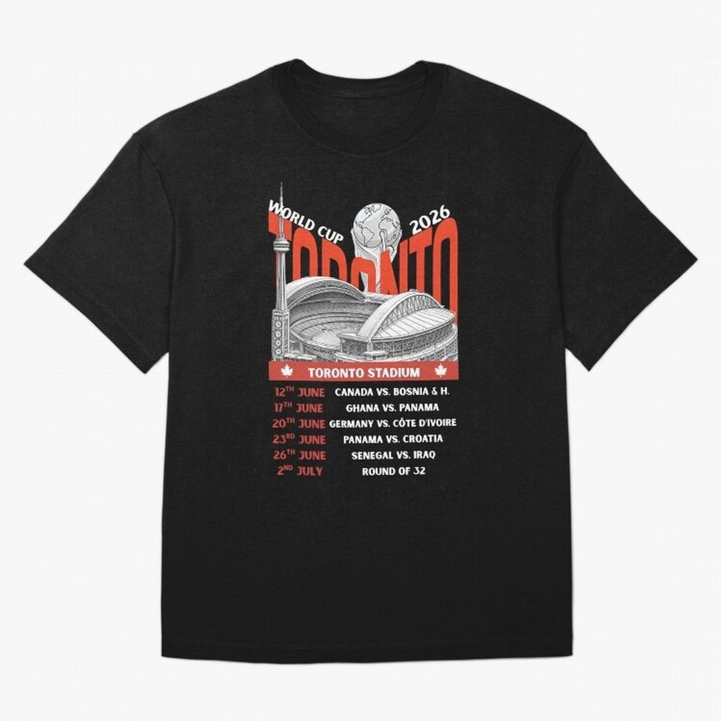 World Cup 2026 Toronto Stadium Match Schedule Soccer Fan Art Oversized T-Shirt Support Your Favorite Stars during Global Football Passion for FIFA World Cup 2026, Centered on Mbappe, Brazil, Portugal and Argentina, Global Supporter Spirit,