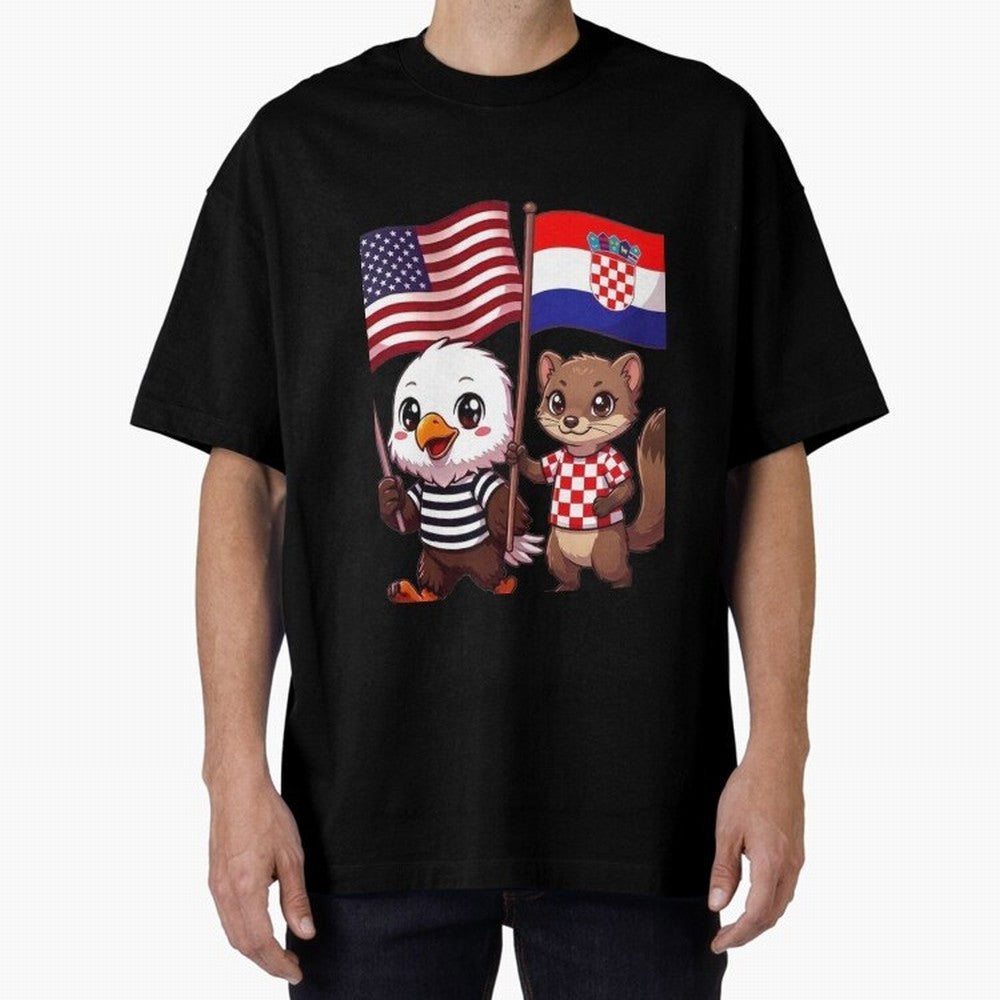 The American eagle and its friend, the Croatian marten Oversized T-Shirt Elevate Match Day Hype around FIFA World Cup 2026 Group Stage, Haaland, Argentina and Brazil, Stadium Memories, Football Loyalty, International Chants and Championship