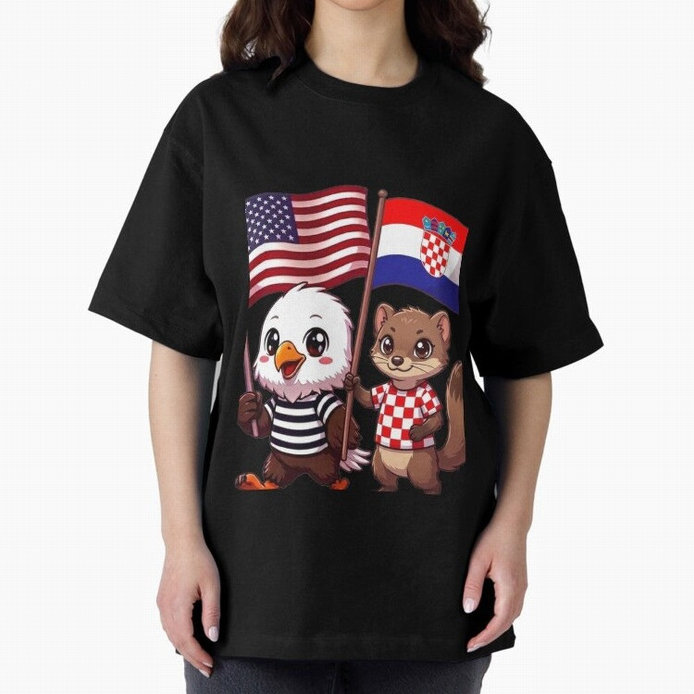 The American eagle and its friend, the Croatian marten Oversized T-Shirt Elevate Match Day Hype around FIFA World Cup 2026 Group Stage, Haaland, Argentina and Brazil, Stadium Memories, Football Loyalty, International Chants and Championship