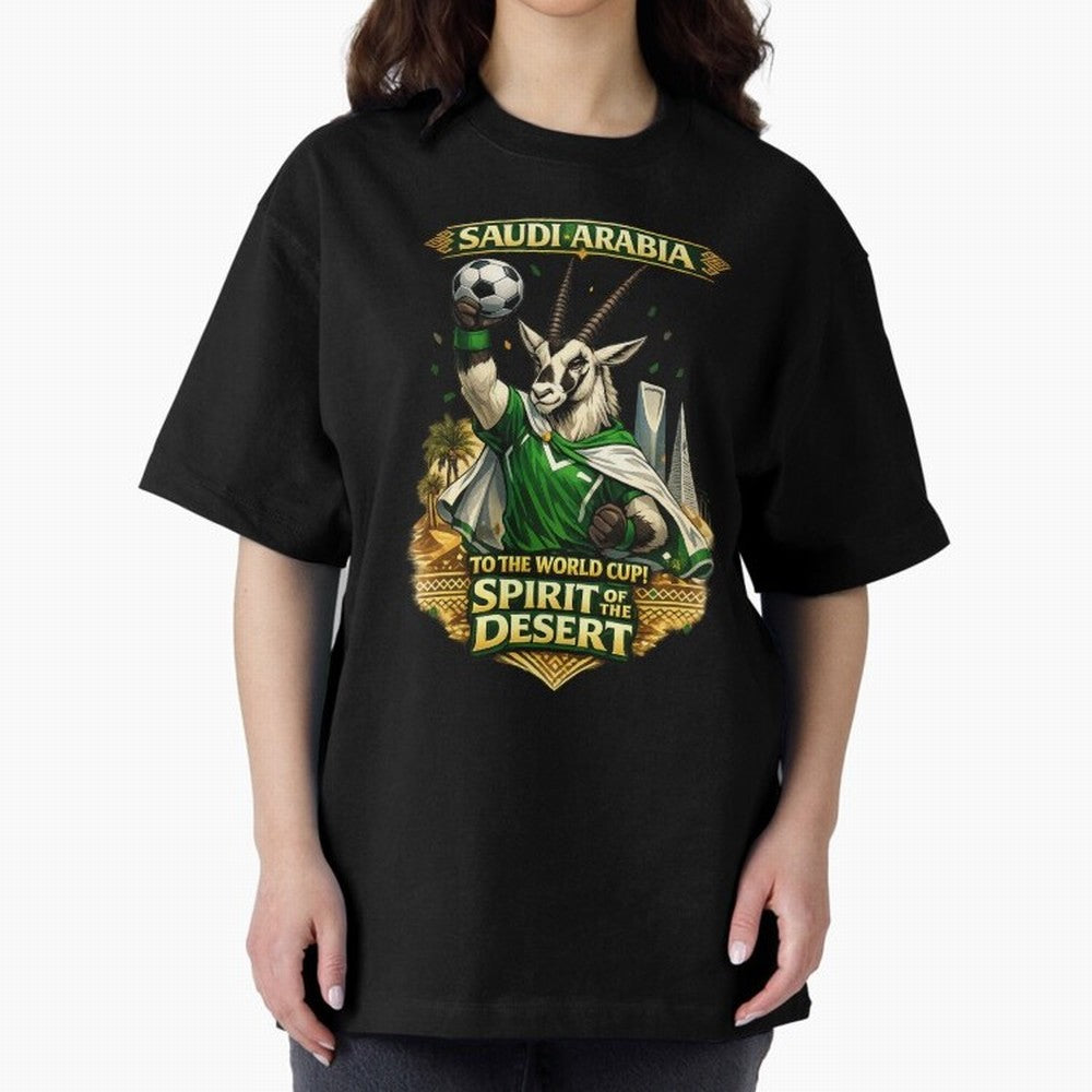 Saudi Arabia World Cup Desert Spirit Oversized T-Shirt Make Your Look Match the FIFA World Cup 2026 Journey through CR7 and Messi Highlights, England Pride, Football Festival Excitement, Trophy Ambitions, Country Rivalries and Star Player Buzz;