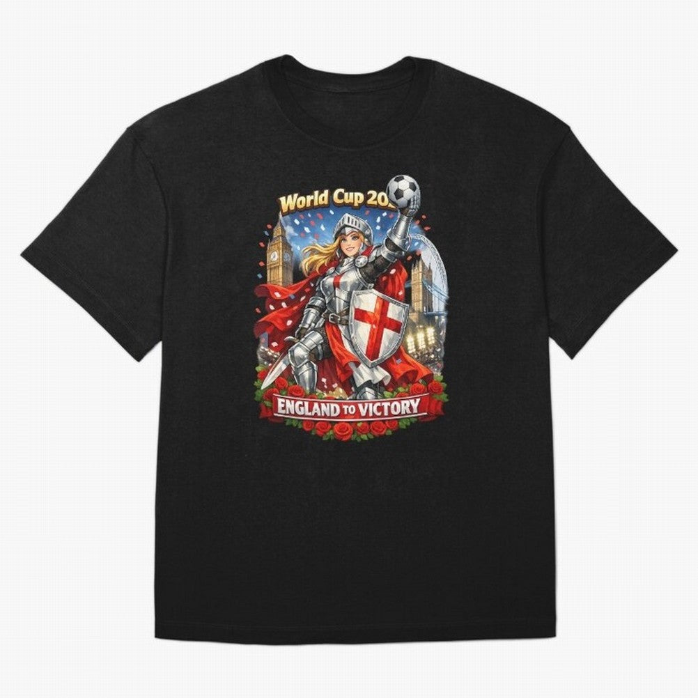 England To Victory Knight World Cup 2026 Oversized T-Shirt Show Championship Spirit for Match Day Hype around FIFA World Cup 2026, Haaland and Mbappe, England, France and Netherlands, Classic Soccer Heritage, Championship Pressure, Fan Loyalty and