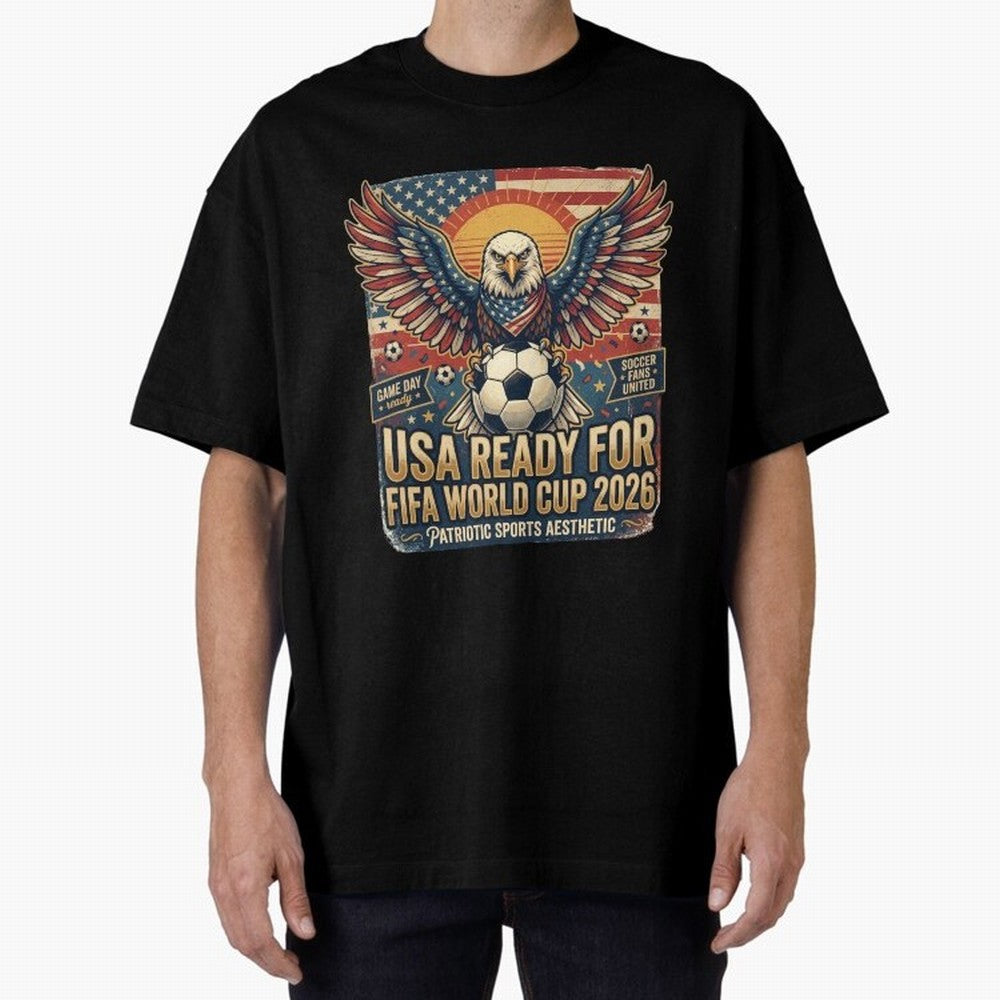 SA FIFA World Cup 2026 Soccer Pride Design For American Football Fans Oversized T-Shirt Fuel Your Fan Pride for FIFA World Cup 2026 for Fans of Mbappe and Neymar and Portugal, Bringing Championship Spirit, Famous Goals, Roaring Crowds and
