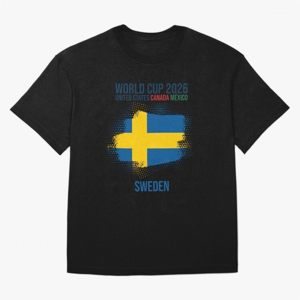 SWEDEN WORLD CUP 2026 Oversized T-Shirt Bring Retro Soccer Energy to Match Day Hype around FIFA World Cup 2026 Group Stage, Haaland and Mbappe, Argentina, France and Brazil, Championship Spirit, Famous Goals, Roaring Crowds and International