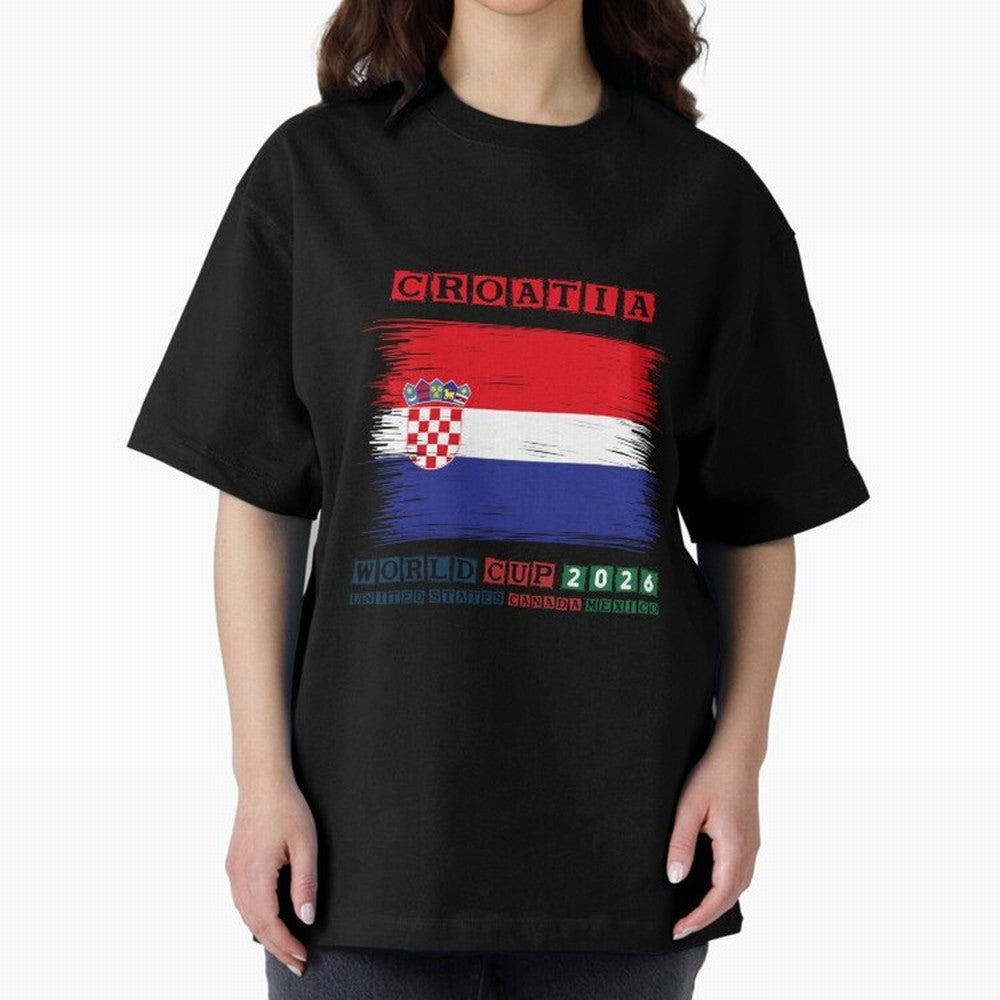 CROATIA WORLD CUP 2026 Oversized T-Shirt Bring Supporter Culture to Global Football Passion for FIFA World Cup 2026, Celebrating Messi, Neymar and Mbappe, Portugal, Spain and Germany, Football Passion, Legendary Performances, Festival Vibes and