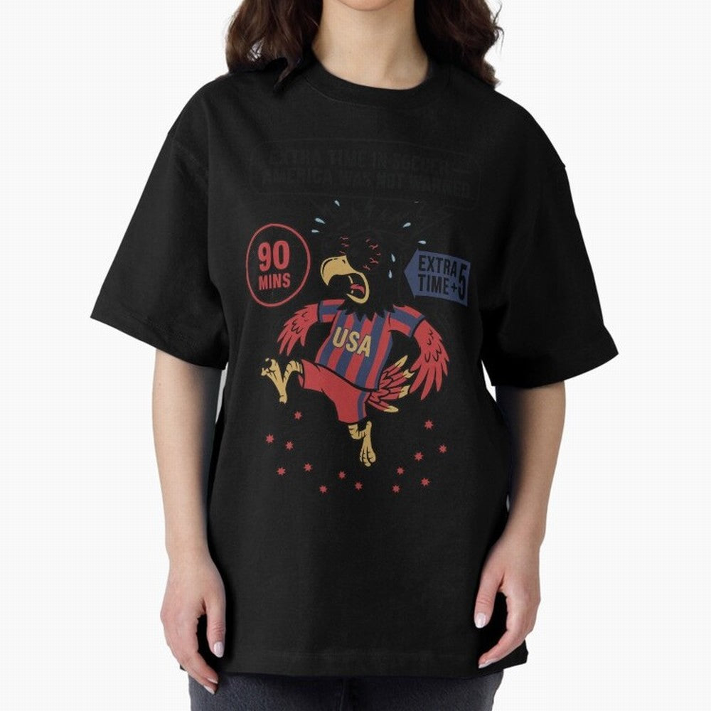 Extra Time ¡ª America Was Not Warned V1 Oversized T-Shirt Follow the Final Road of FIFA World Cup 2026 USA Canada Mexico Centered on Messi, Neymar and Mbappe, Brazil, Portugal and Argentina Energy, Retro Football Energy, Iconic Rivalries, Trophy