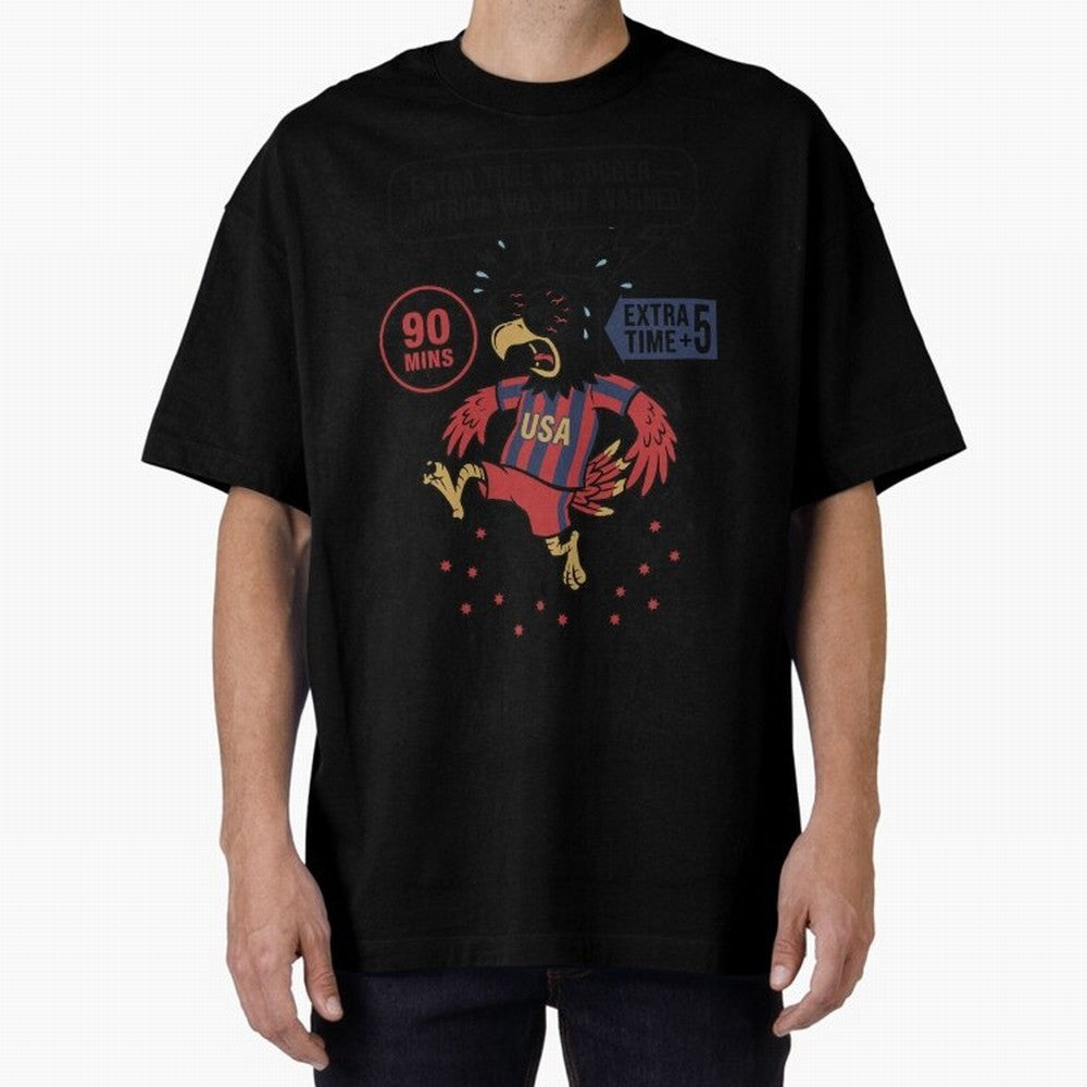 Extra Time ¡ª America Was Not Warned V1 Oversized T-Shirt Follow the Final Road of FIFA World Cup 2026 USA Canada Mexico Centered on Messi, Neymar and Mbappe, Brazil, Portugal and Argentina Energy, Retro Football Energy, Iconic Rivalries, Trophy