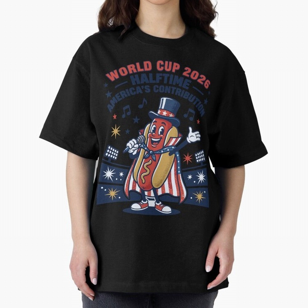 World Cup 2026 Halftime ¡ª America's Contribution V2 Oversized T-Shirt Cheer through Every Moment of the FIFA World Cup 2026 USA Canada Mexico Journey through Messi, Neymar and Mbappe Highlights, Germany Pride, Match Day Excitement, Supporter