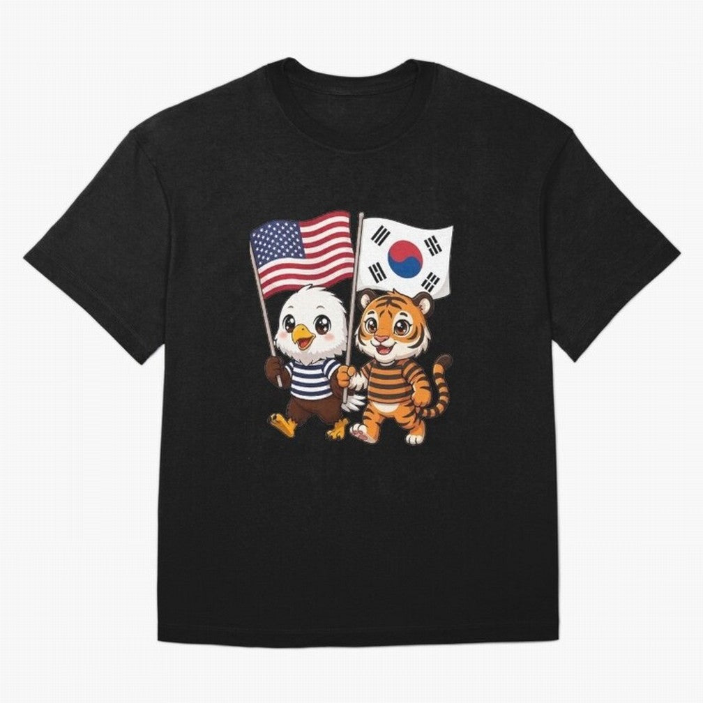 The American eagle and its friend the South Korean tiger Oversized T-Shirt Support FIFA World Cup 2026 Group Stage Spirit, with England, France and Netherlands, CR7 and Messi, Soccer Culture, Superstar Moments, National Team Dreams and Competitive