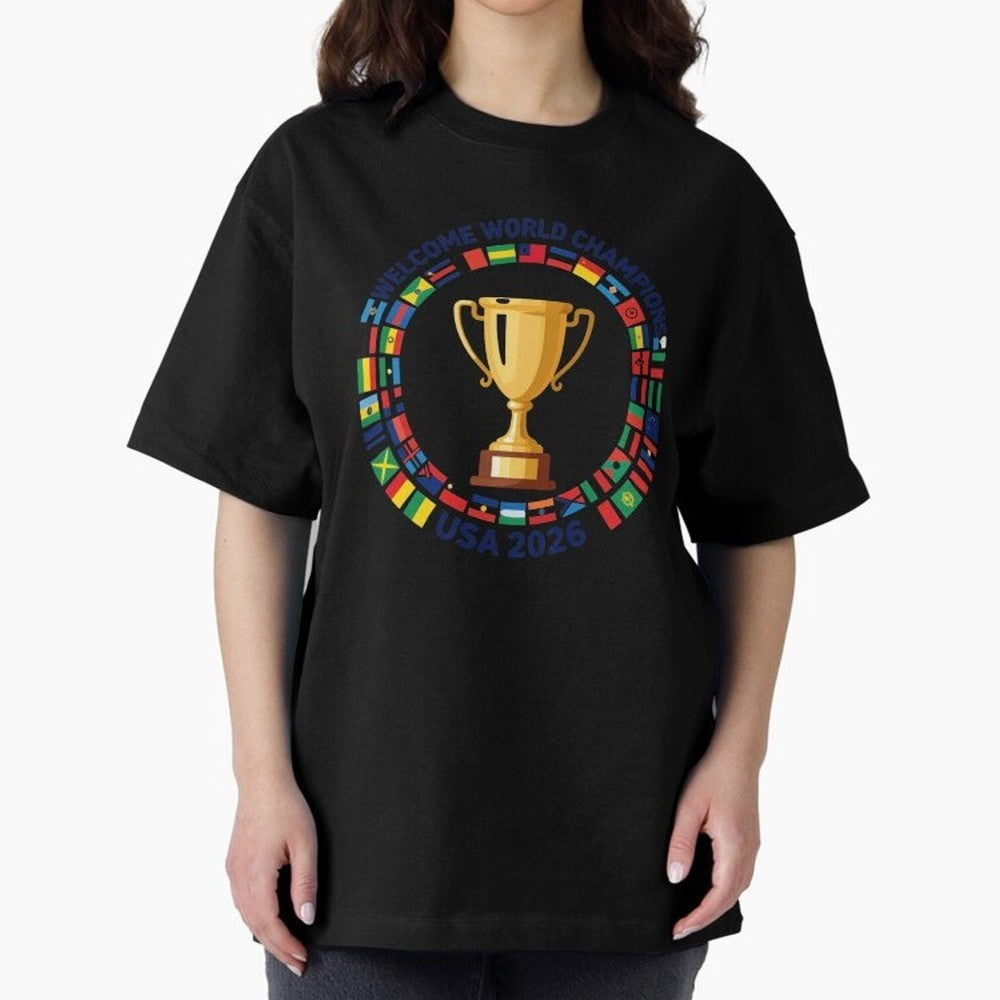 World Cup 2026 Celebration T-Shirt | USA Canada Mexico Soccer Fan Tee Oversized T-Shirt Bring Global Tournament Vibes to FIFA World Cup 2026 Group Stage Featuring Haaland, Argentina, France and Brazil Energy, Supporter Pride, Iconic Celebrations,