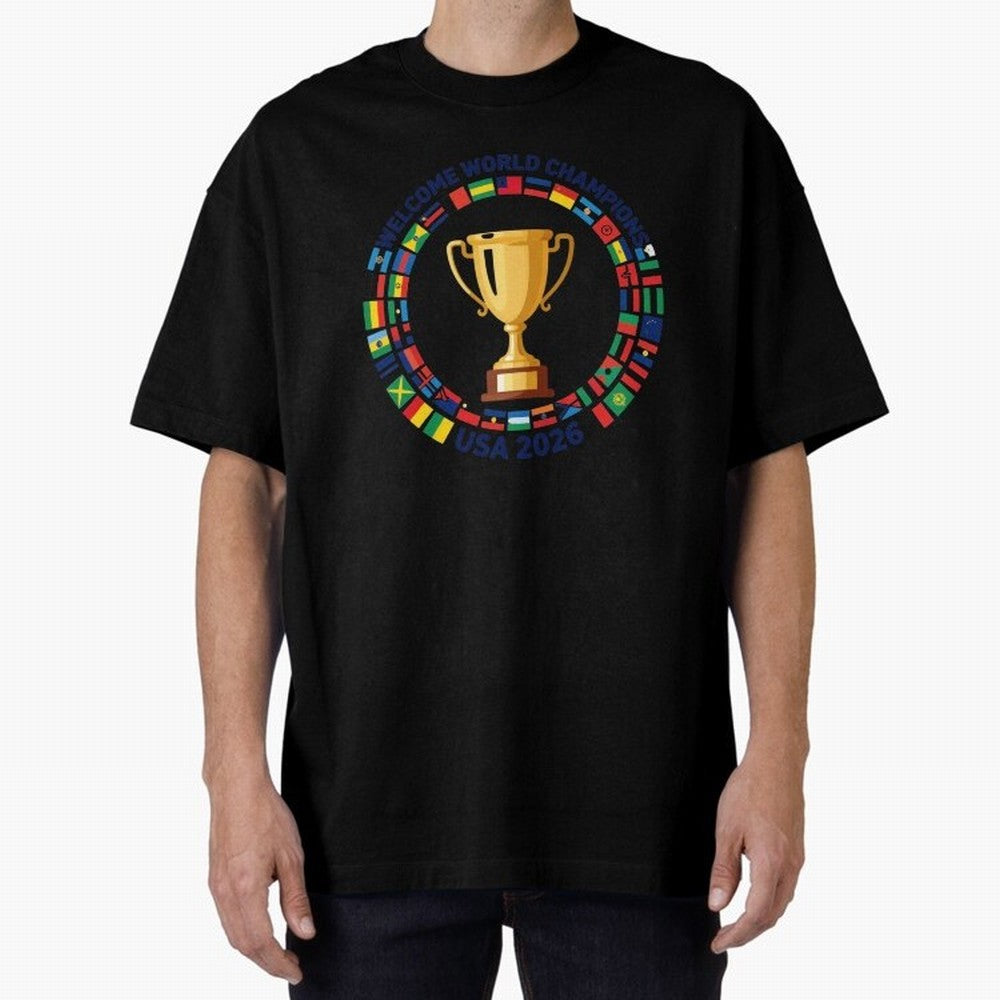 World Cup 2026 Celebration T-Shirt | USA Canada Mexico Soccer Fan Tee Oversized T-Shirt Bring Global Tournament Vibes to FIFA World Cup 2026 Group Stage Featuring Haaland, Argentina, France and Brazil Energy, Supporter Pride, Iconic Celebrations,