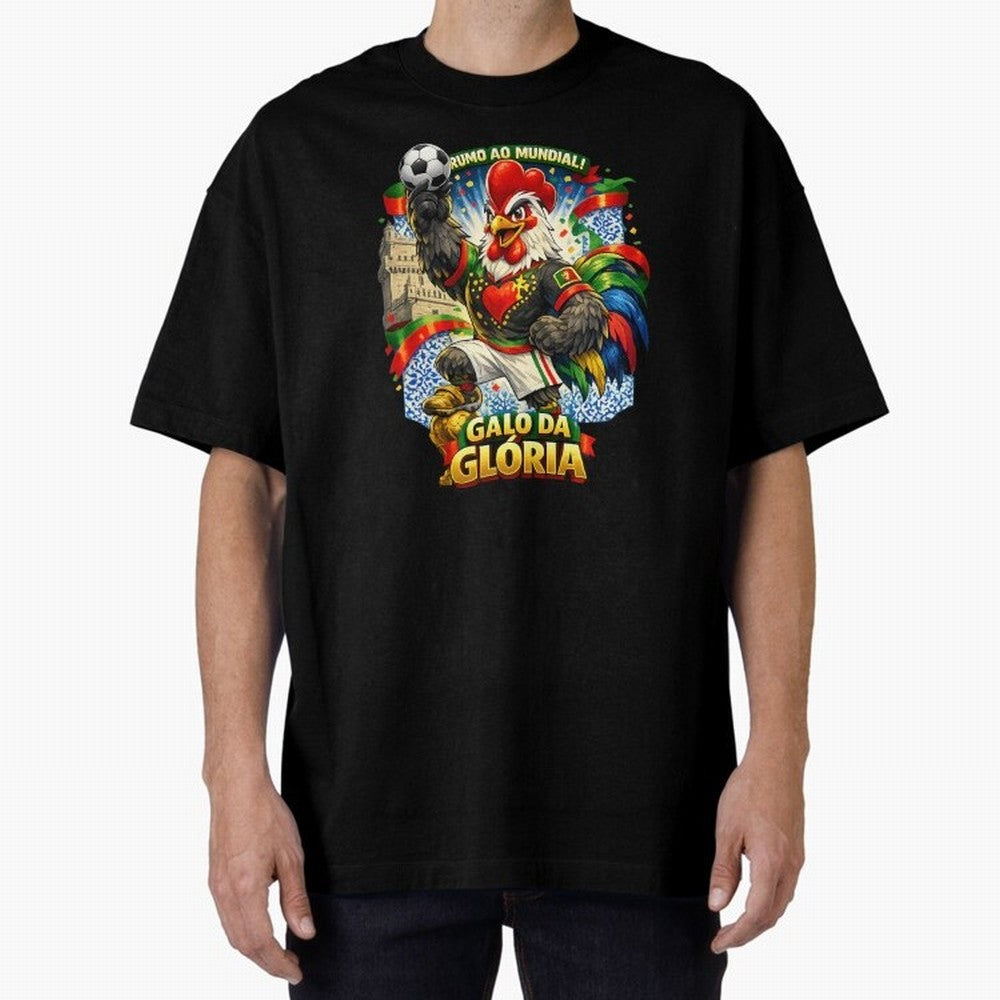 Portugal Rooster World Cup 2026 Fan Art Oversized T-Shirt Feel International Energy from the FIFA World Cup 2026 Journey through Messi, Neymar and Mbappe Highlights, Spain and Netherlands Pride, Stadium Chants, National Pride, Trophy Dreams and