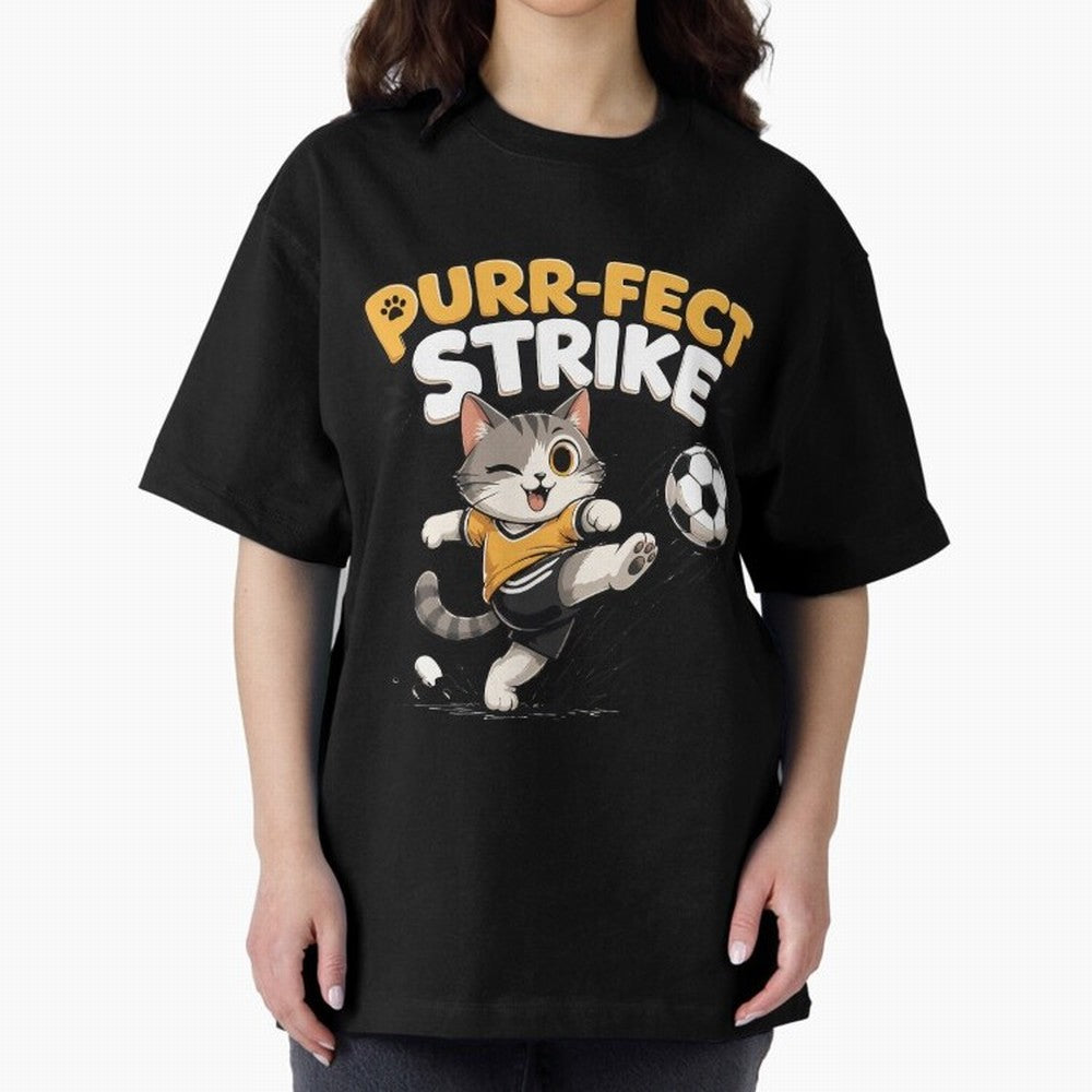 Purr-fect Strike Oversized T-Shirt Represent Fans Who Live for Match Day Hype around FIFA World Cup 2026 Group Stage, Messi, CR7 and Mbappe, Portugal, Spain and Germany, Champion Mindset, Group Stage Buzz, Knockout Tension and Passionate Fan