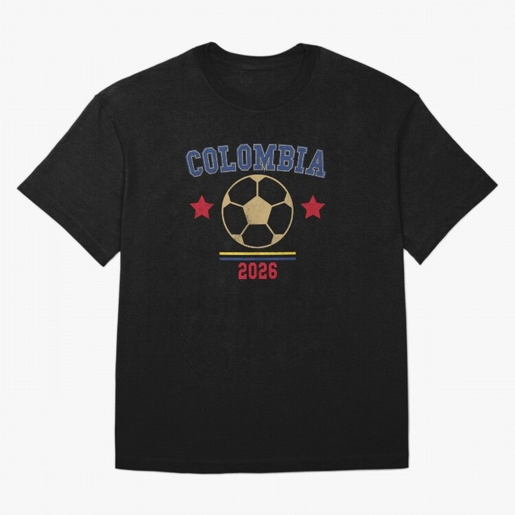 Colombia ¡ª Vintage Soccer Tee Oversized T-Shirt Feel the Trophy Chase of FIFA World Cup 2026 Group Stage for Fans of Haaland and Mbappe and Brazil, Bringing Stadium Memories, Football Loyalty, International Chants and Championship Tradition; Made