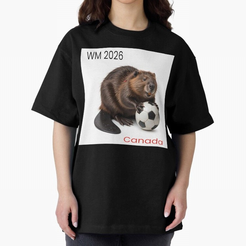Canadian beaver invites you to World Cup 2026 in USA, Canada and Mexico Oversized T-Shirt Elevate FIFA World Cup 2026 Group Stage Capturing Messi, CR7 and Mbappe, Brazil Energy, Stadium Chants, National Pride, Trophy Dreams and Unforgettable