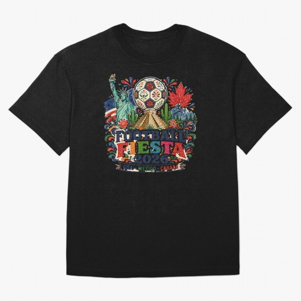 Football Fiesta 2026 Soccer Celebration Art Oversized T-Shirt Show Your Love for Global Football Passion for FIFA World Cup 2026, Made for Haaland and Mbappe, Argentina and Brazil, Tournament Hype, Historic Matchups, Family Viewing Parties and