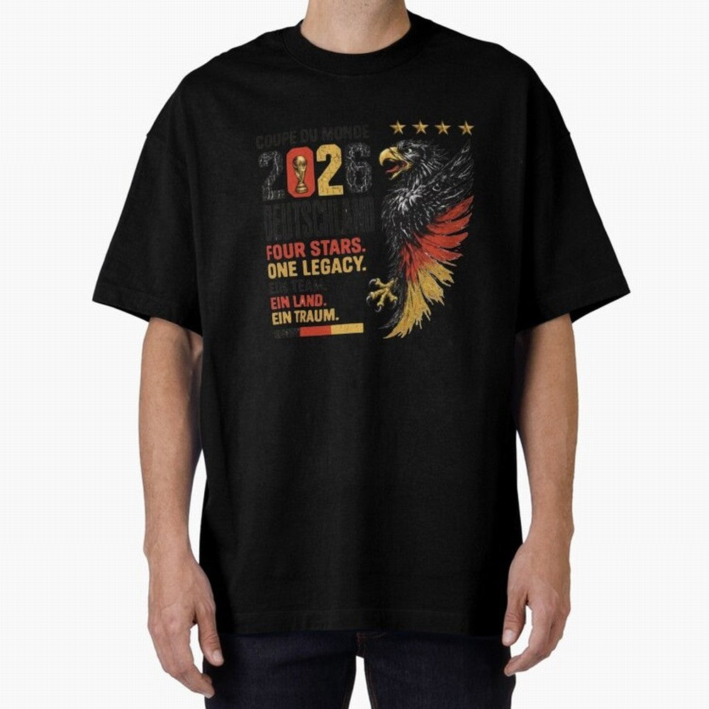 Germany Soccer World Cup 2026 Eagle Vintage Design Oversized T-Shirt Celebrate Fan Favorites in FIFA World Cup 2026 USA Canada Mexico for Fans of CR7 and Messi and France, Bringing Goal Celebration Energy, Supporter Heritage, Football Icons and