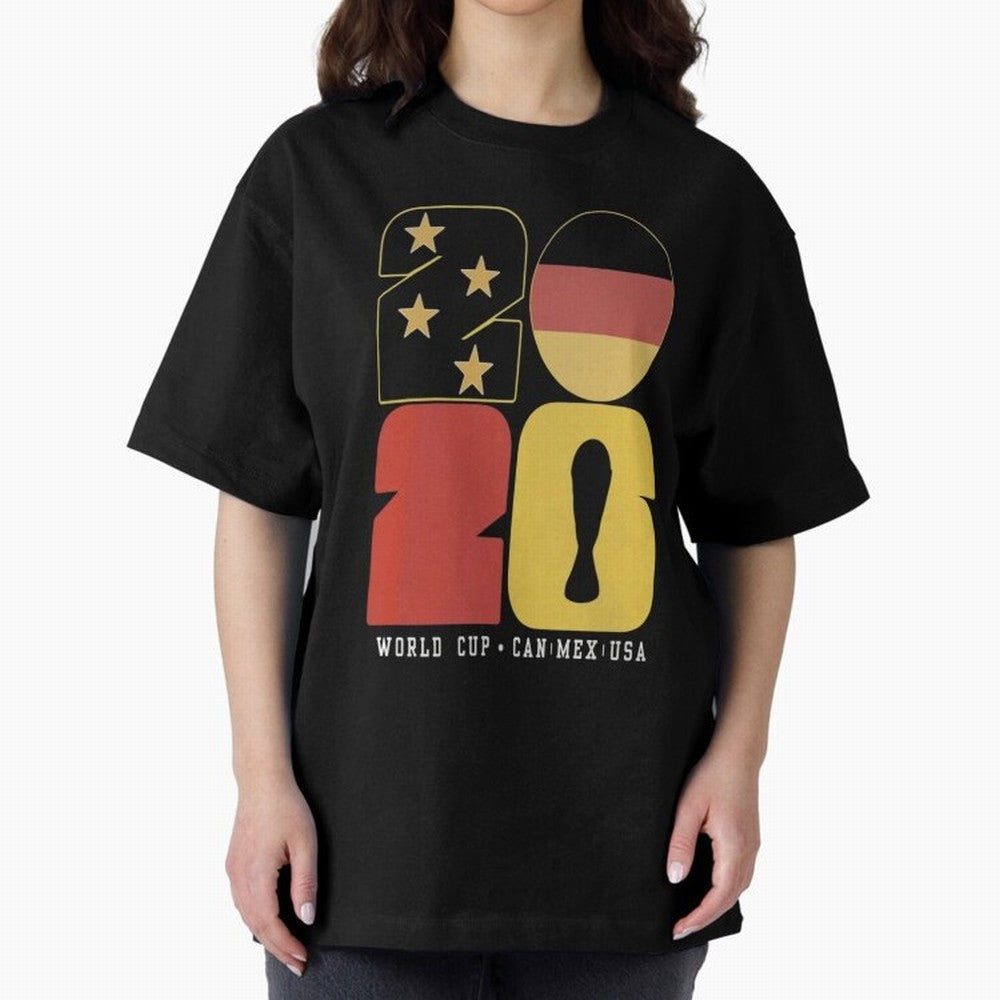 Germany Football World Cup 2026 - Die Mannschaft Retro Typography Oversized T-Shirt Support FIFA World Cup 2026 USA Canada Mexico Spirit, Built around Netherlands, Messi, Neymar and Mbappe, Worldwide Fan Energy, Dramatic Goals, Stadium Lights and
