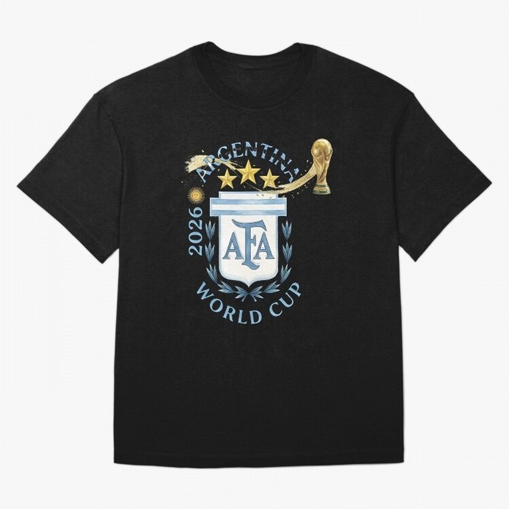 Argentina Football Champion World Cup 2026 - Gold Stars Watercolor Oversized T-Shirt Follow the FIFA World Cup 2026 Journey through Cristiano Ronaldo, Haaland and CR7 Highlights, Portugal, Spain and Germany Pride, Football History, Final Match