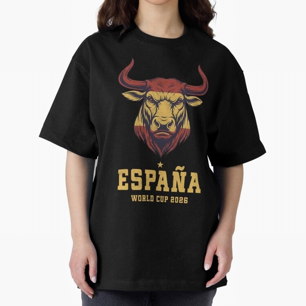 Spain Football World Cup 2026 - Vintage Spanish Bull Espa?a Oversized T-Shirt Keep Football History Alive during FIFA World Cup 2026 USA Canada Mexico Spirit, with Spain and Netherlands, CR7, Tournament Hype, Historic Matchups, Family Viewing