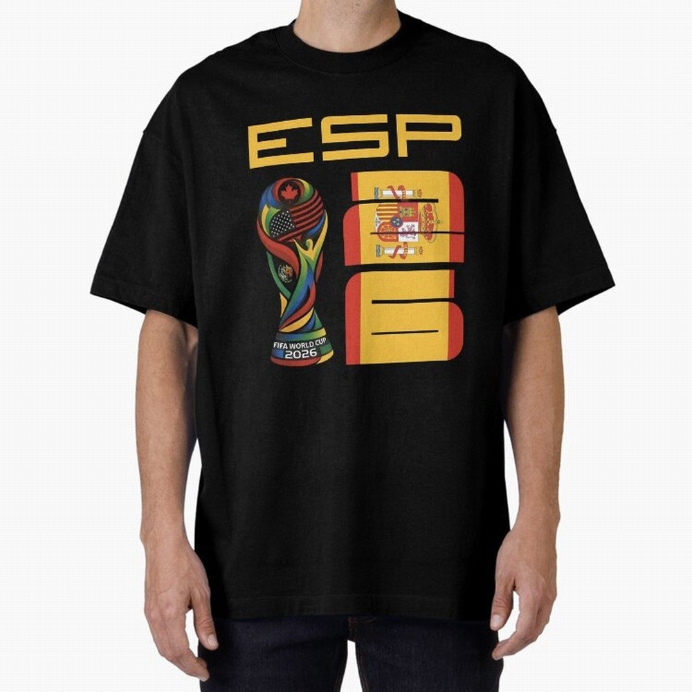 Spain Soccer World Cup 2026 Fan Art - ESP La Roja Oversized T-Shirt Carry the Colors and Pride of FIFA World Cup 2026 Group Stage Inspired by Cristiano Ronaldo, Haaland and CR7, England and Germany Energy, Football History, Final Match Energy,