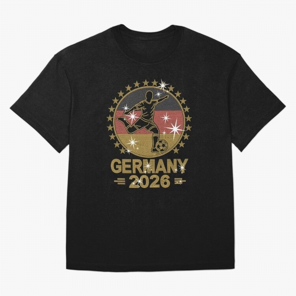 Germany Soccer World Cup 2026 Glitter Style Fan Art Oversized T-Shirt Fuel the Hype around FIFA World Cup 2026 Group Stage Spirit, with England, France and Netherlands, Cristiano Ronaldo, Goal Celebration Energy, Supporter Heritage, Football Icons