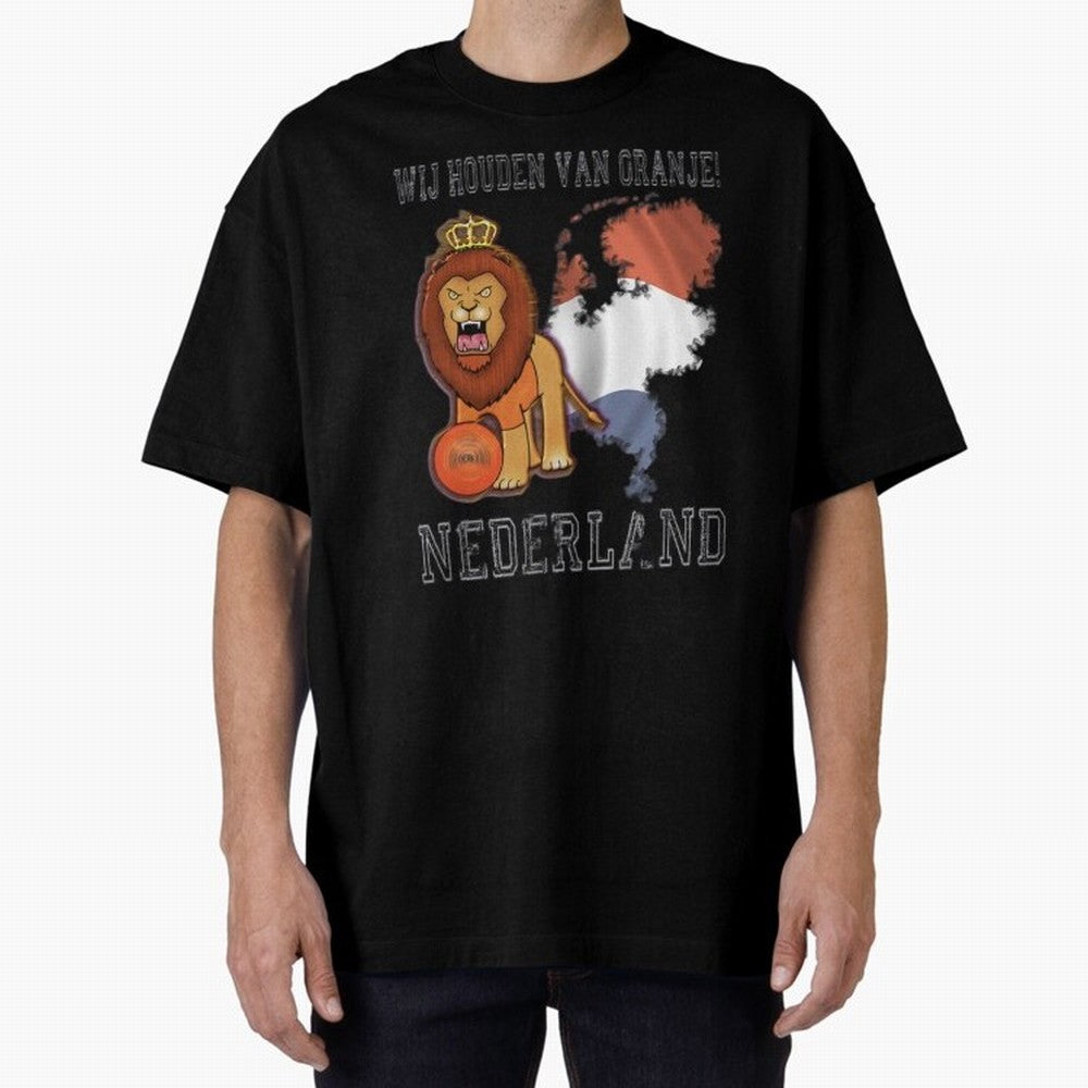 Dutch Pride Lion - Netherlands Football Fans Oranje Oversized T-Shirt Honor the Beautiful Game during the FIFA World Cup 2026 Group Stage Journey through CR7 Highlights, France Pride, Vintage Soccer Flavor, Modern Football Stars, National Flags and