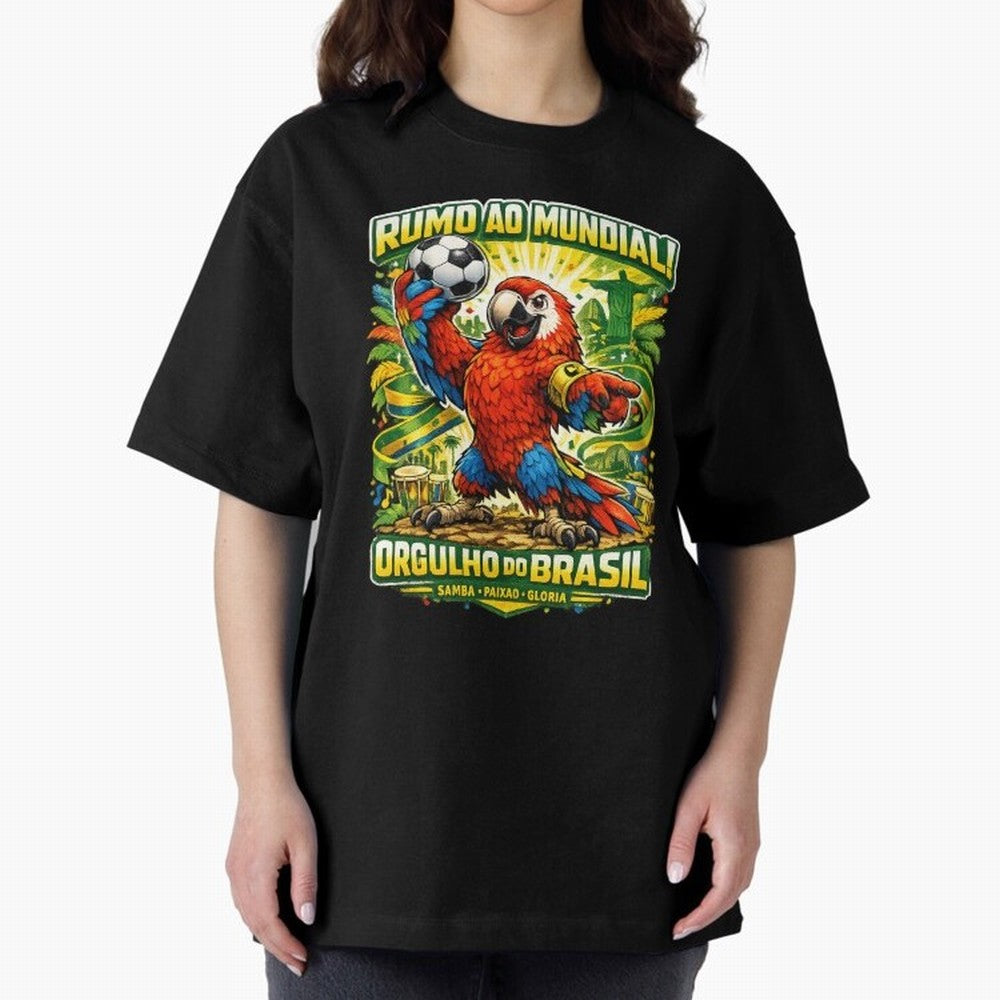 Brazil World Cup 2026 Macaw Fan Art Oversized T-Shirt Carry the Dream of FIFA World Cup 2026 Spirit, Featuring Netherlands, Neymar, Tournament Hype, Historic Matchups, Family Viewing Parties and Global Sports Pride; Built for Supporters Chasing