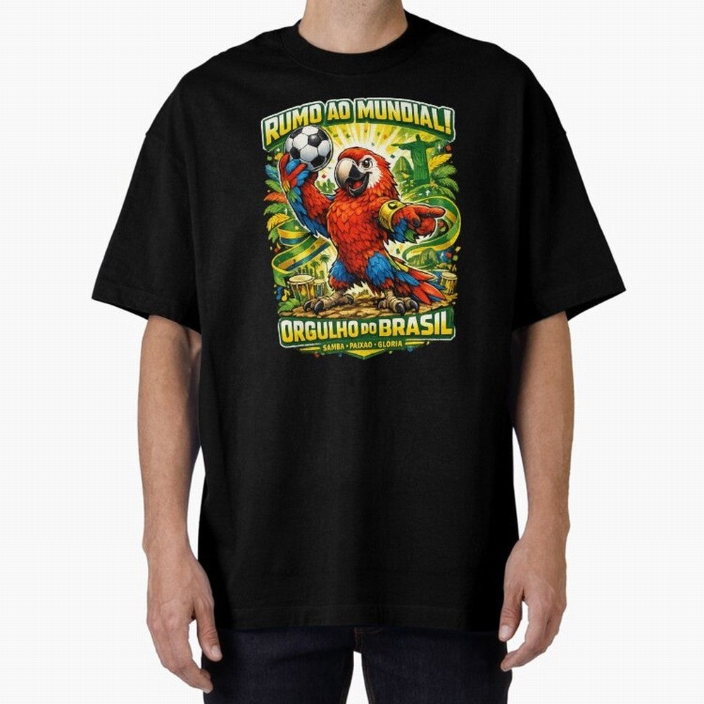 Brazil World Cup 2026 Macaw Fan Art Oversized T-Shirt Carry the Dream of FIFA World Cup 2026 Spirit, Featuring Netherlands, Neymar, Tournament Hype, Historic Matchups, Family Viewing Parties and Global Sports Pride; Built for Supporters Chasing