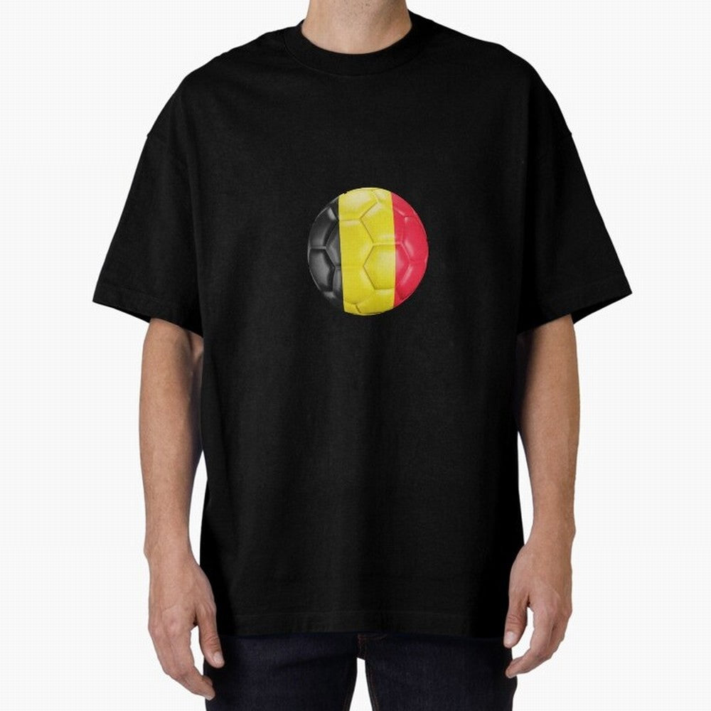 Belgium Football Ball Oversized T-Shirt Represent the Passion of Match Day Hype around FIFA World Cup 2026 Group Stage, CR7 and Messi, Argentina, Game Day Rituals, Football Legends, Country Pride and the Road to the Final; Created for Match Day