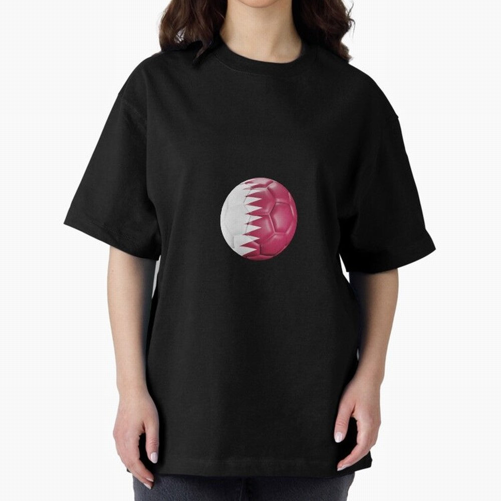 Qatar Flag Ball Oversized T-Shirt Represent the Passion of the FIFA World Cup 2026 USA Canada Mexico Journey through Messi, Neymar and Mbappe Highlights, Argentina, France and Brazil Pride, Soccer Culture, Superstar Moments, National Team Dreams