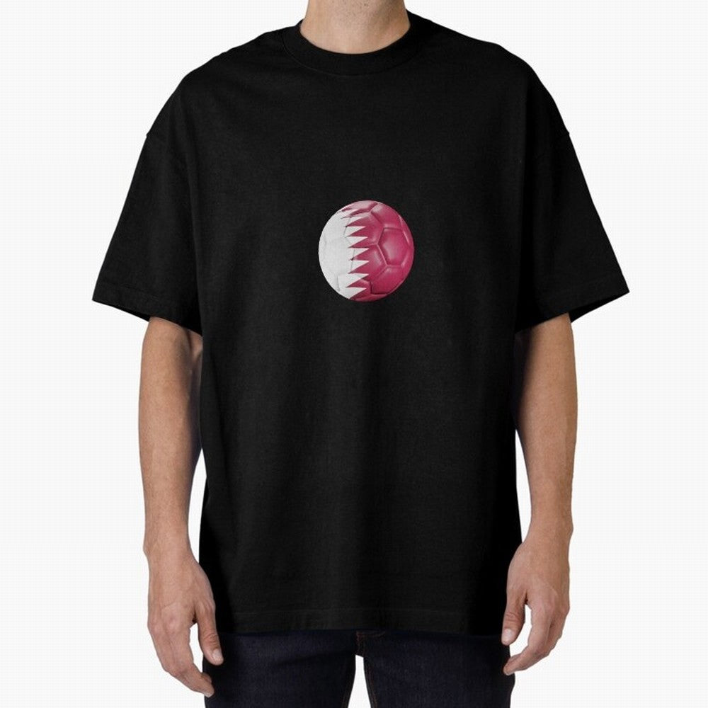Qatar Flag Ball Oversized T-Shirt Represent the Passion of the FIFA World Cup 2026 USA Canada Mexico Journey through Messi, Neymar and Mbappe Highlights, Argentina, France and Brazil Pride, Soccer Culture, Superstar Moments, National Team Dreams