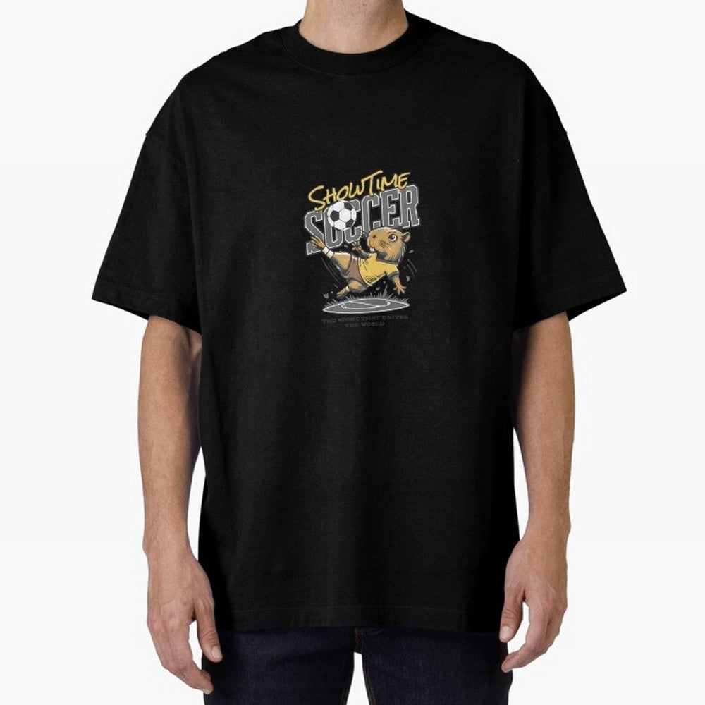 Capybara Playing Soccer Football Gray Vibes Oversized T-Shirt Get Ready for FIFA World Cup 2026 USA Canada Mexico Capturing Messi, Neymar and Mbappe, Argentina Energy, Vintage Soccer Flavor, Modern Football Stars, National Flags and Final Night